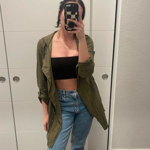 Green zip up jacket from fashion nova